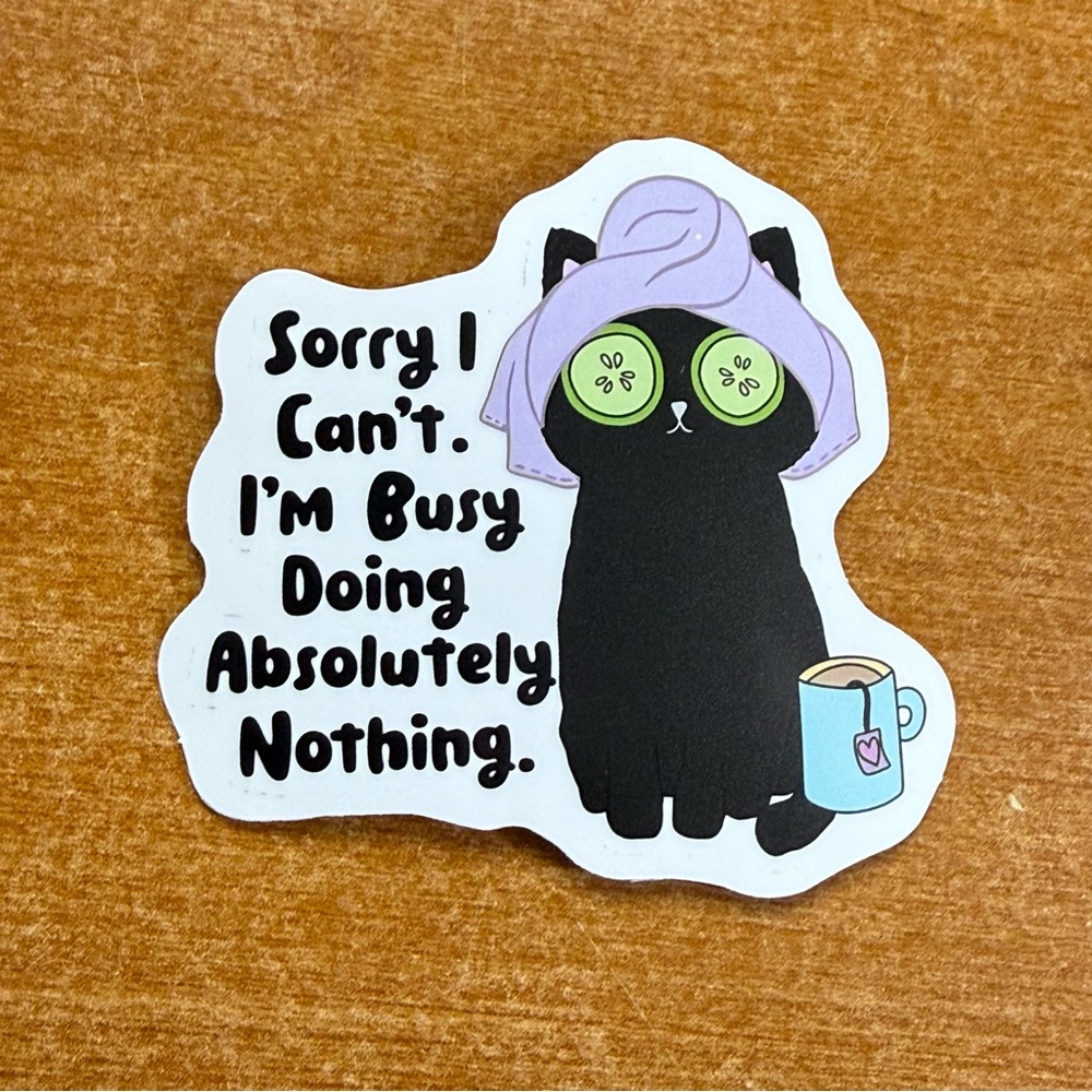 Cute Black Cat‎ Sticker with Funny Quote